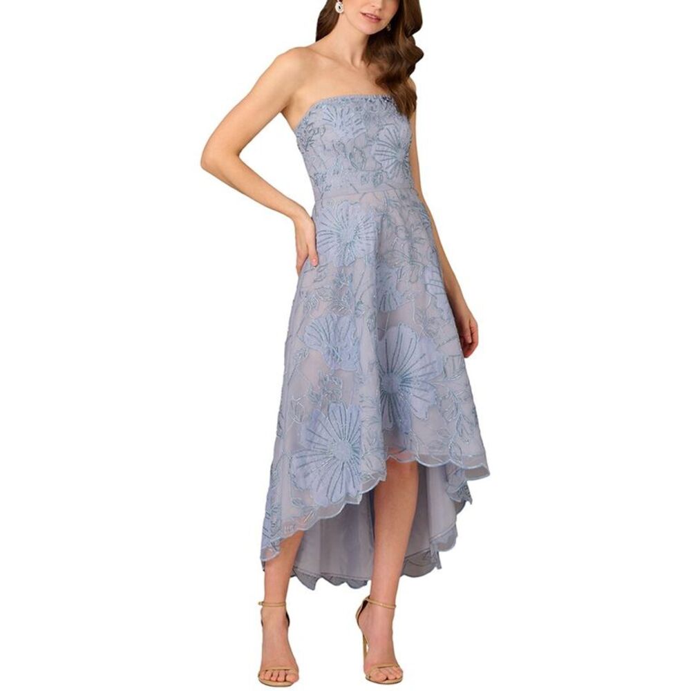 Aidan Mattox Womens Printed Maxi Dress, Silver